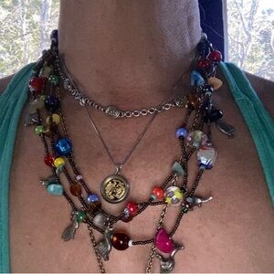 Artisan Red and Blue Multi-Strand Necklace